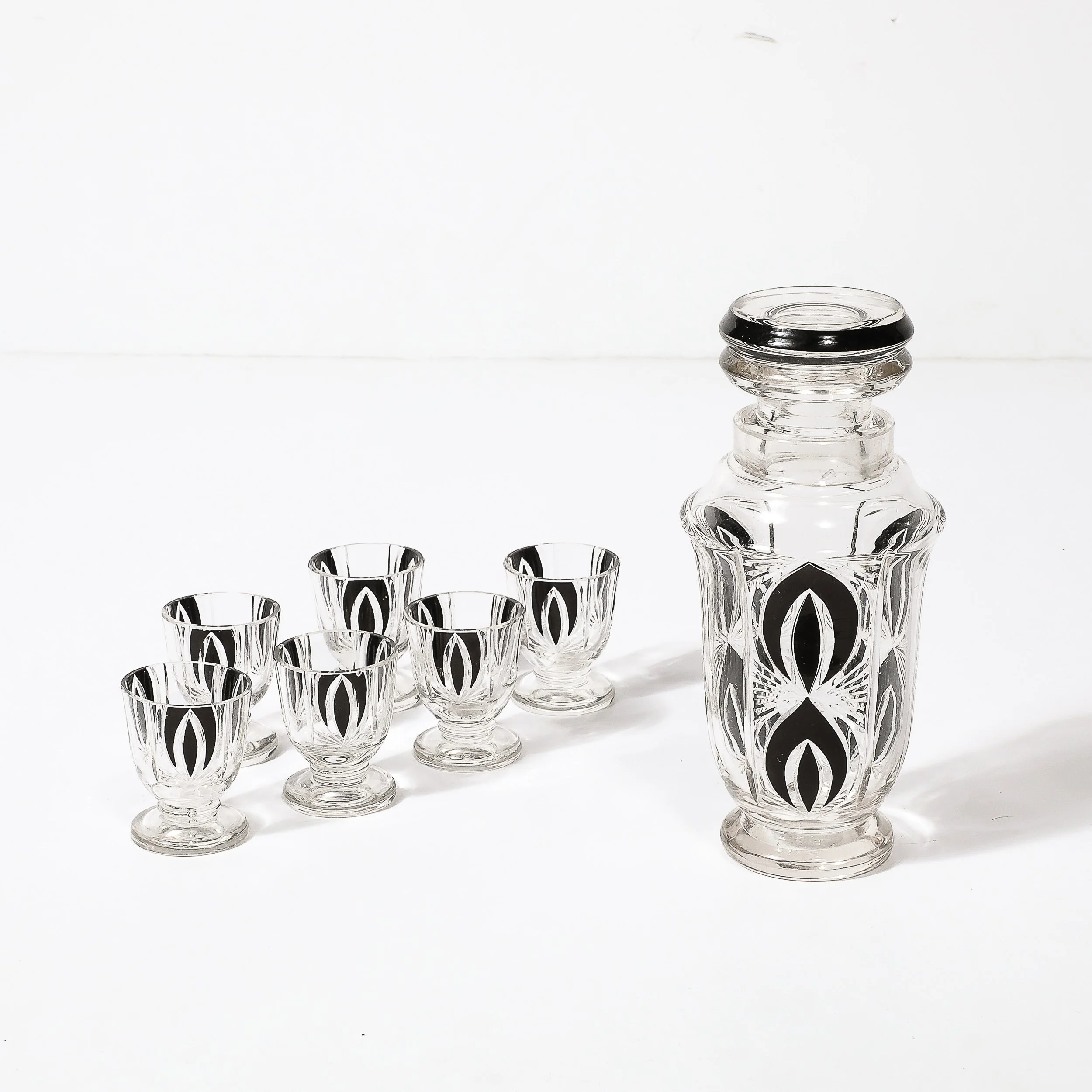 Mid-Century Modernist Crystal Decanter with Drop form Stopper